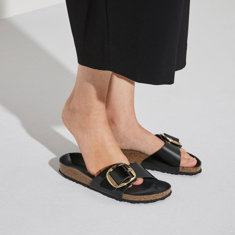 Madrid Big Buckle High Shine Black Natural Leather Patent