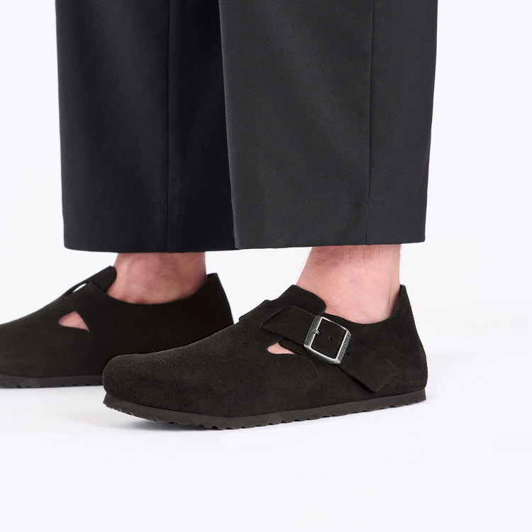 London Black Suede Leather