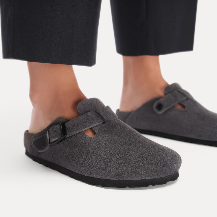 Boston Exquisite Charcoal Suede Leather