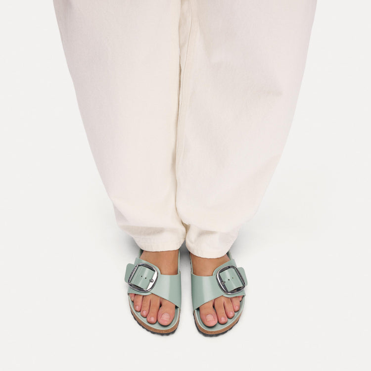 Madrid Big Buckle High Shine Pure Sage Natural Leather Patent