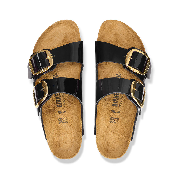 Arizona Big Buckle Patent Black/Gold Birko-Flor top view