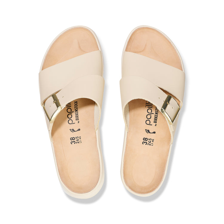 Birkenstock Almina Exquisite Platform Wedge Ecru Smooth Leather top view