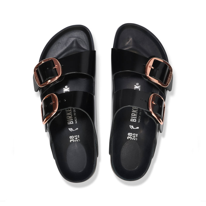 Birkenstock Arizona Big Buckle Exquisite High Shine Black Natural Leather Patent top view