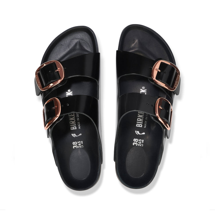 Birkenstock Arizona Big Buckle Exquisite High Shine Black Natural Leather Patent top view