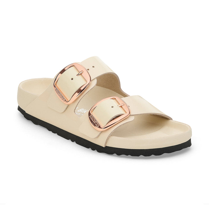 Birkenstock Arizona Big Buckle Exquisite High Shine Ecru Natural Leather Patent