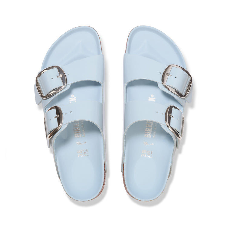 Birkenstock Arizona Big Buckle High Shine Baby Blue Natural Leather Patent top view