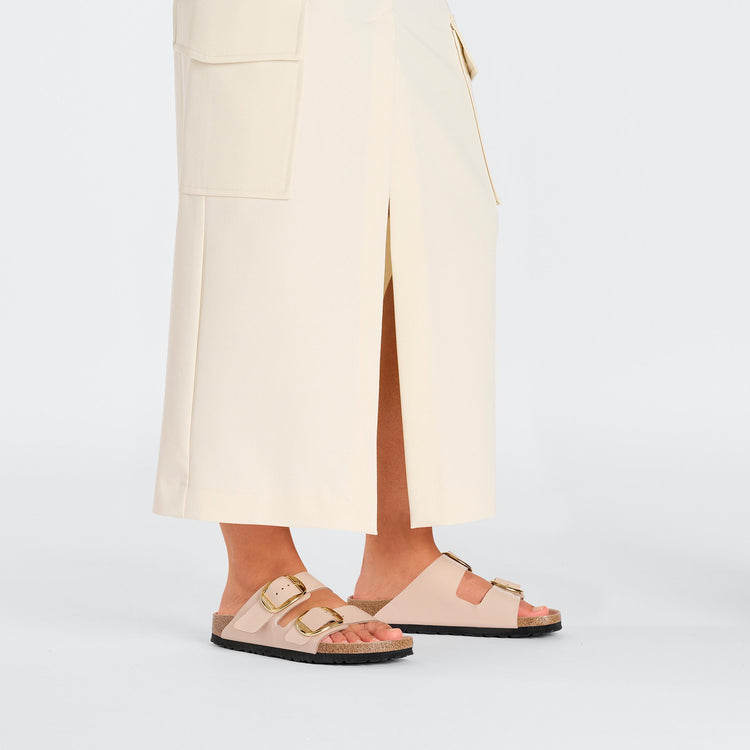 Birkenstock Arizona Big Buckle High Shine New Beige Natural Leather Patent on model 1
