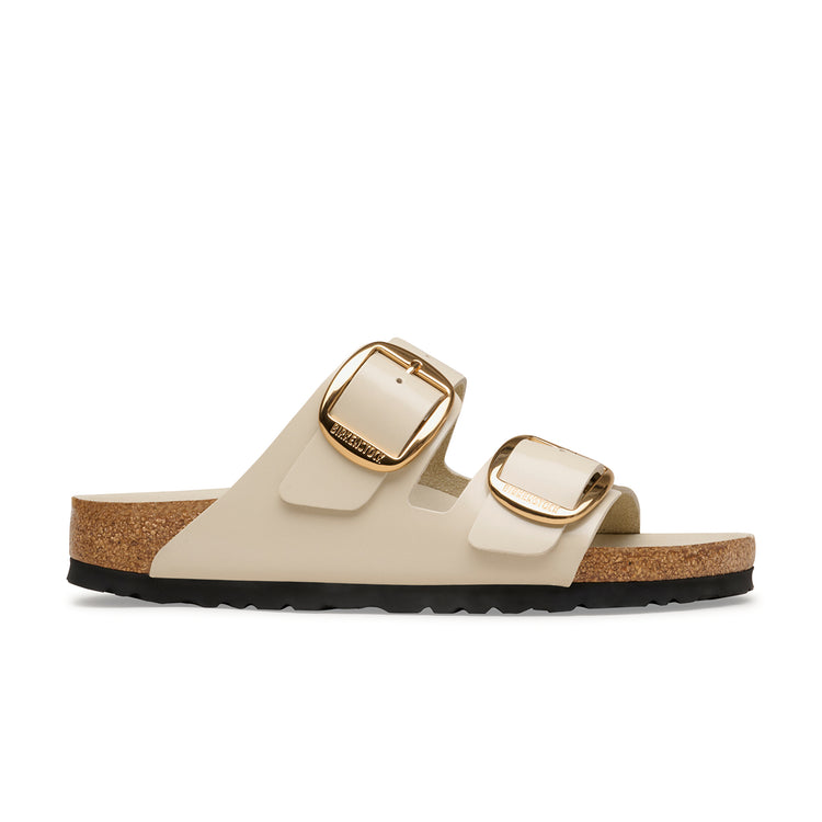 Birkenstock Australia Arizona Big Buckle High Shine Oyster Natural Leather Patent side view