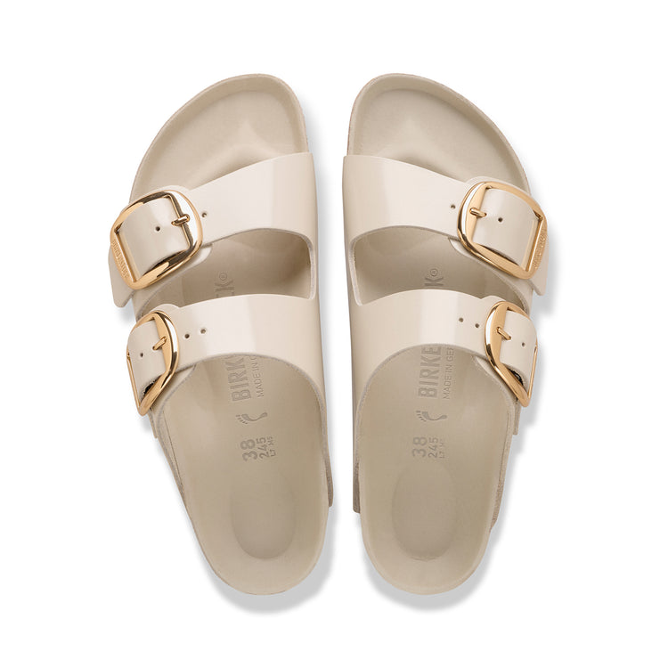 Birkenstock Australia Arizona Big Buckle High Shine Oyster Natural Leather Patent top view