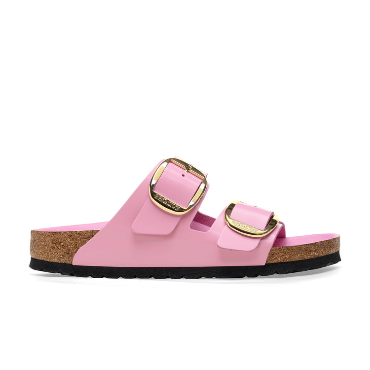 Birkenstock Arizona Big Buckle High Shine Fondant Pink Natural Leather Patent side view