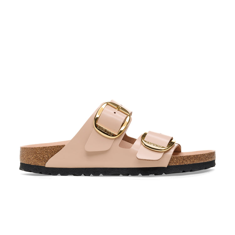 Birkenstock Arizona Big Buckle Natural Leather Patent High Shine New Beige side view