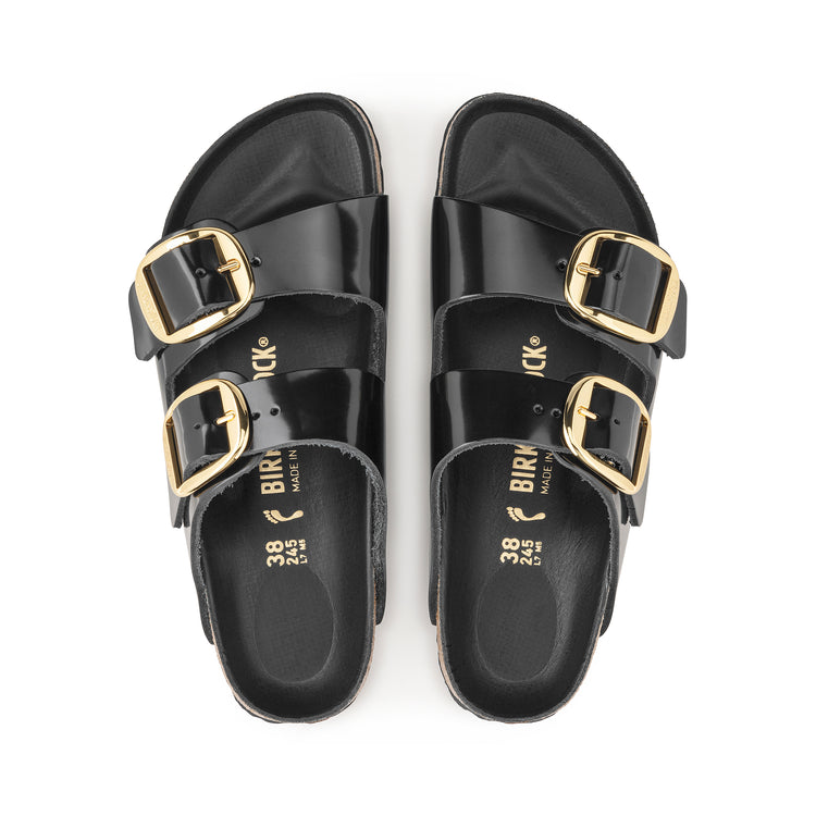 Arizona Big Buckle High Shine Black Natural Leather Patent top view