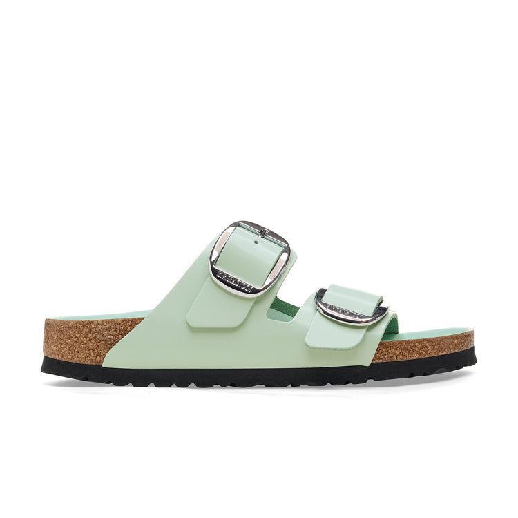 Birkenstock Arizona Big Buckle Natural Patent Leather High Shine Surf Green side view