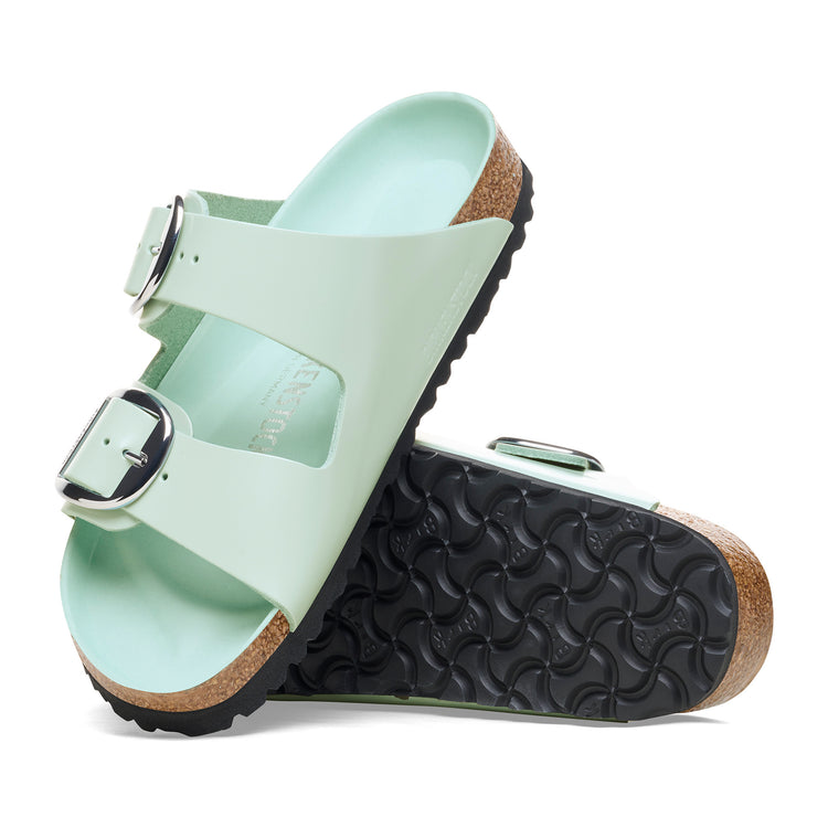 Birkenstock Arizona Big Buckle Natural Patent Leather High Shine Surf Green sole view