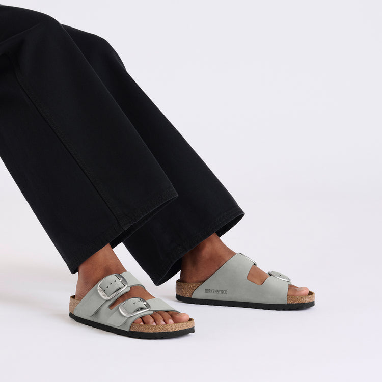 Birkenstock Arizona Big Buckle Pure Sage Nubuck Leather on model