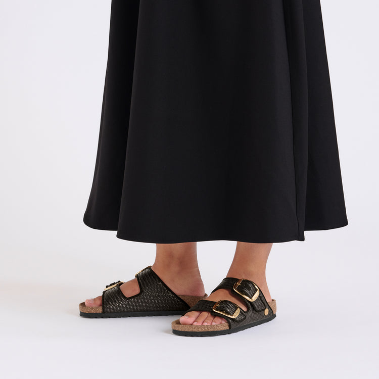 Arizona Big Buckle Raffia Black Textile