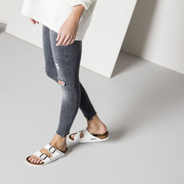 Birkenstock Arizona Birko-Flor White on female model