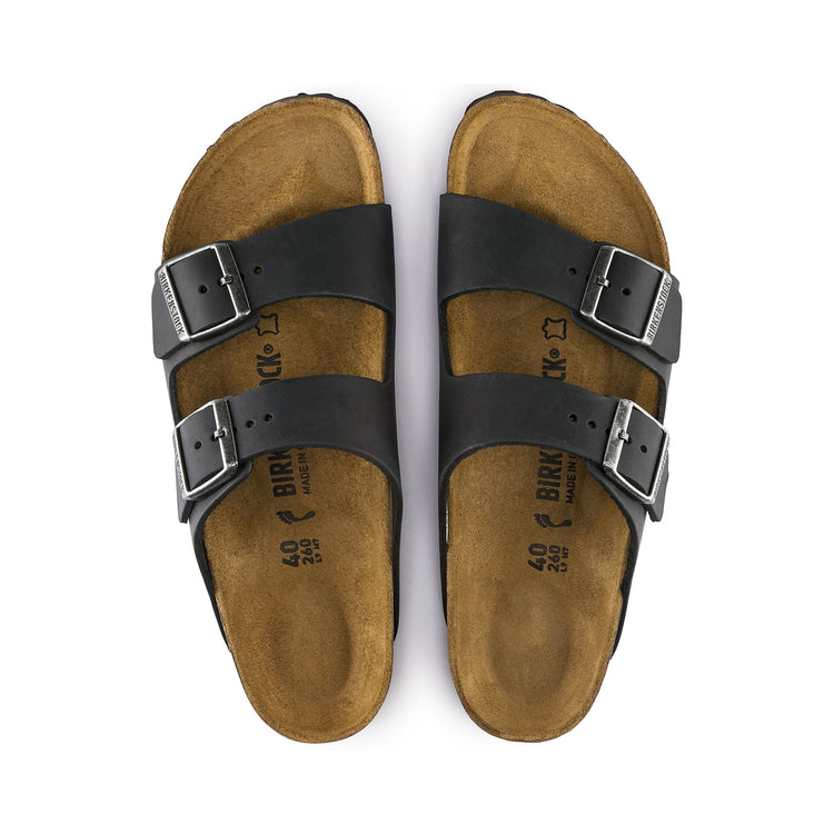 Birkenstock Arizona Black Oiled Leather top view