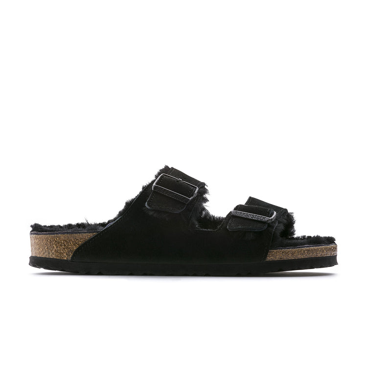 Birkenstock Arizona Shearling Black Suede Leather/Shearling side view