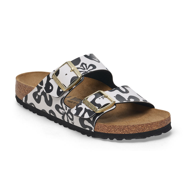 Birkenstock Arizona Blooms White & Black Birko-Flor