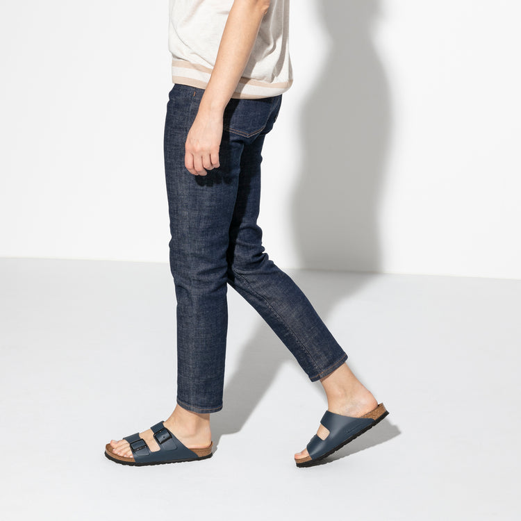 Birkenstock Arizona Blue Smooth Leather on female model