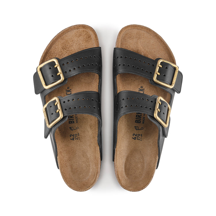 Birkenstock Arizona Bold Gap Urban Uniform Black Premium Natural Leather top view