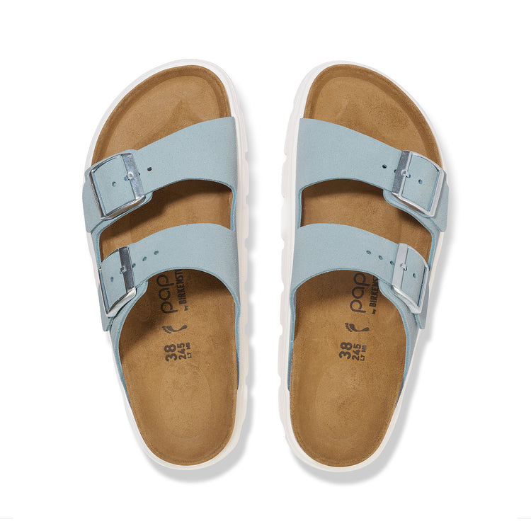 Birkenstock Arizona Chunky Baby Blue Suede Leather top view
