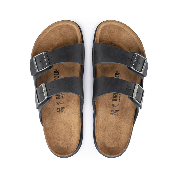 Birkenstock Arizona Cross Town Arctic Black Waxy Leather top view