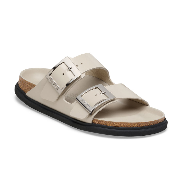 Birkenstock Arizona Droplet Buckle High Shine Oyster Natural Leather Patent