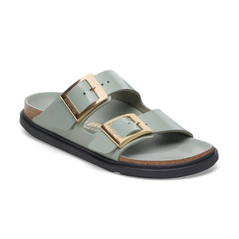 Birkenstock Arizona Droplet Buckle High Shine Pure Sage Natural Leather Patent