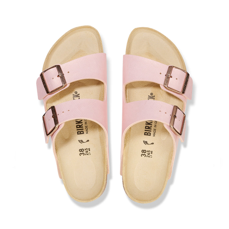 Birkenstock Arizona Shiny Light Rose Embossed Birko-Flor top view