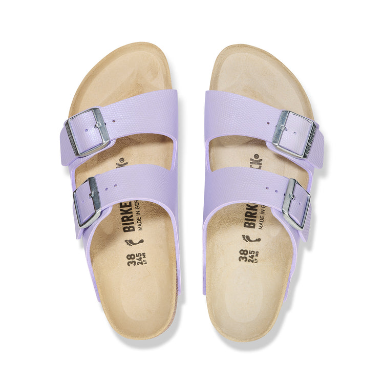 Birkenstock Arizona Embossed Birko-Flor Shiny Embossed Purple Fog top view