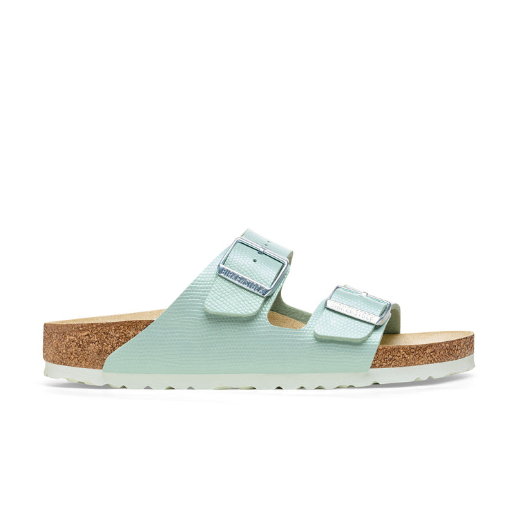 Birkenstock Arizona Shiny Embossed Surf Green Embossed Birko-Flor side view