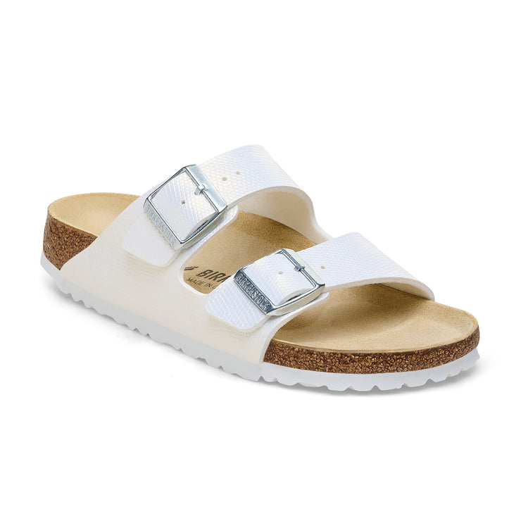 Birkenstock Arizona Embossed Birko-Flor Shiny Embossed White