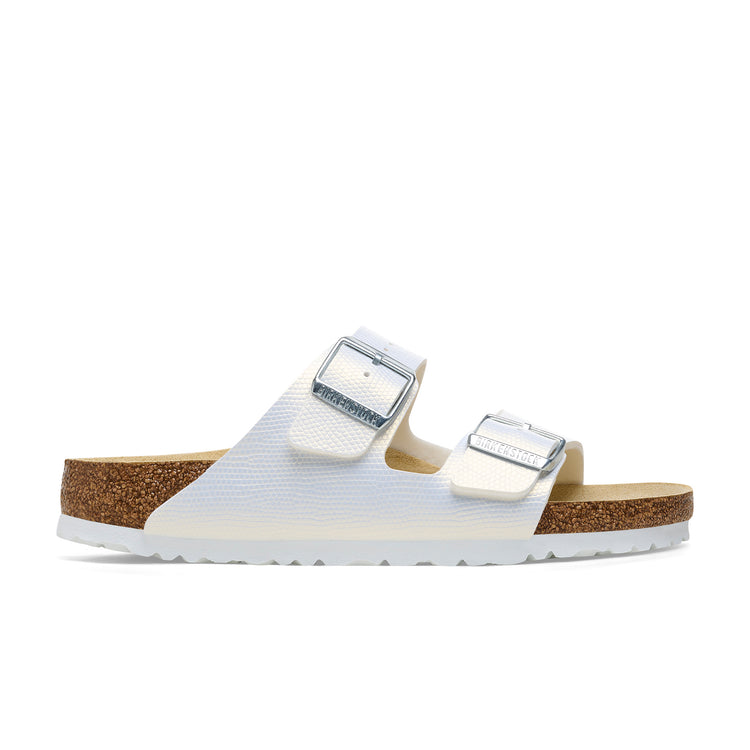 Birkenstock Arizona Embossed Birko-Flor Shiny Embossed White side view