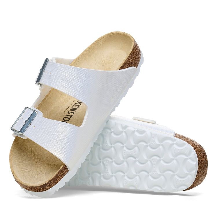 Birkenstock Arizona Embossed Birko-Flor Shiny Embossed White sole view