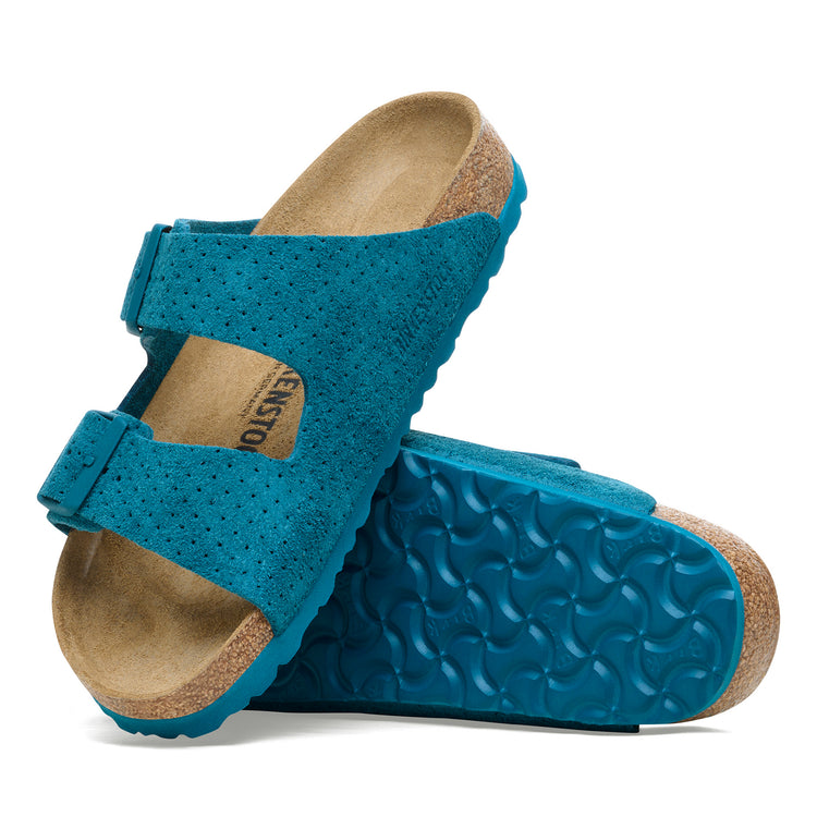 Birkenstock Arizona Embossed Suede Leather Deep Turquoise sole view