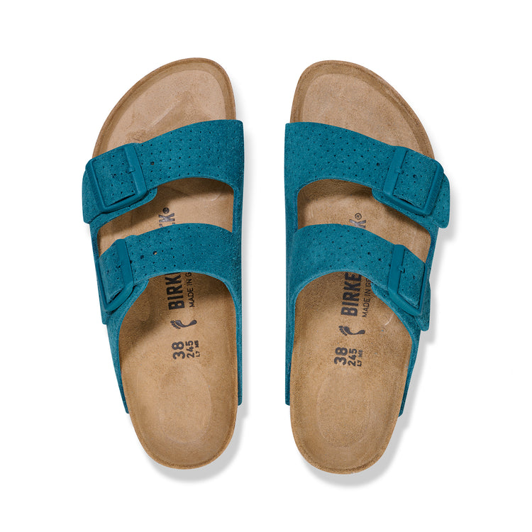Birkenstock Arizona Embossed Suede Leather Deep Turquoise top view