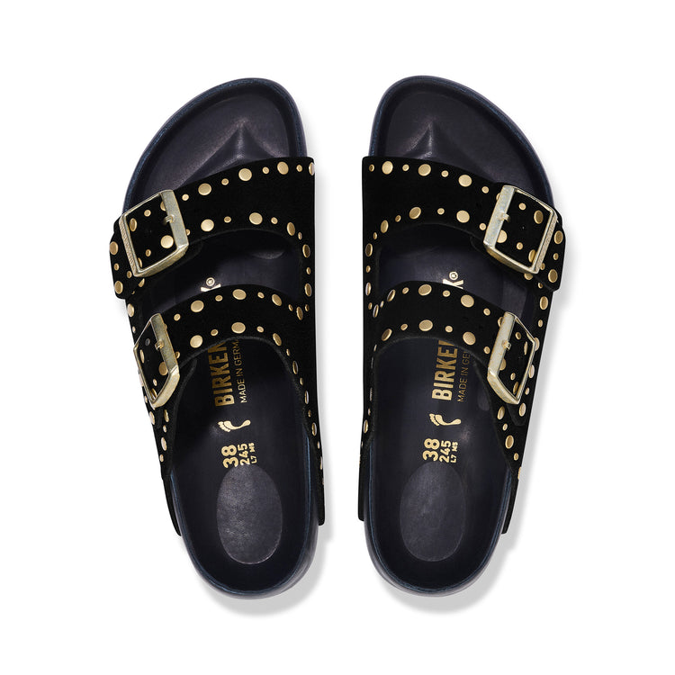 Arizona Exquisite Rivets Black Suede Leather top view