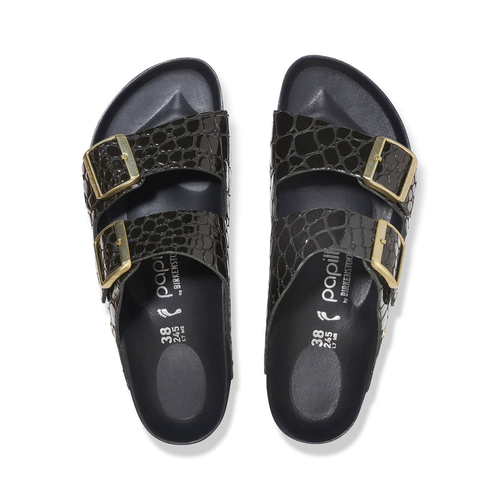 Arizona Flex Platform Shiny Croc Black Embossed Patent Leather top view