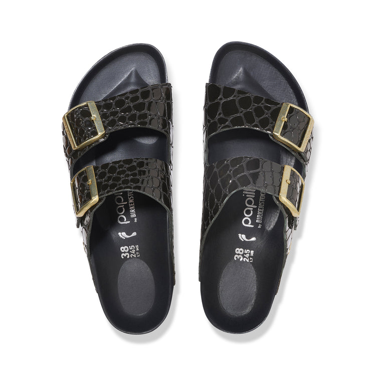 Arizona Flex Platform Shiny Croc Black Embossed Patent Leather top view