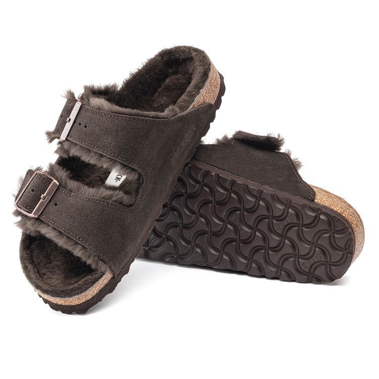 Birkenstock Arizona Fur Suede/Shearling Mocca sole view