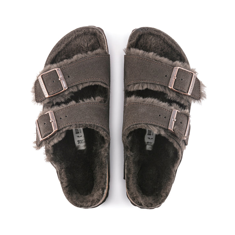 Birkenstock Arizona Fur Suede/Shearling Mocca top view