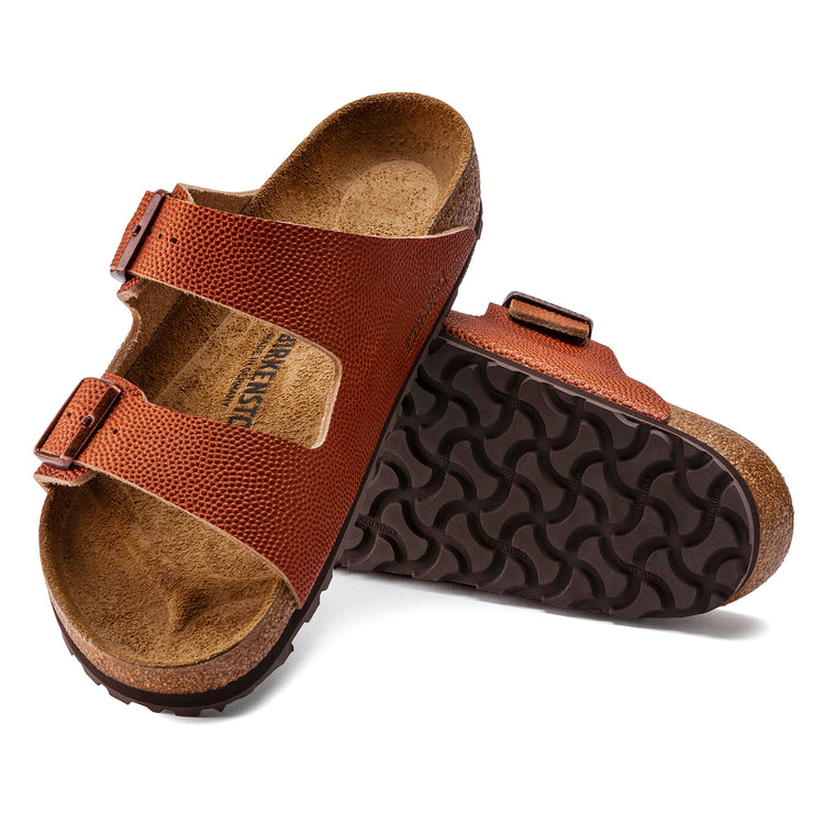Birkenstock Arizona Ginger Brown Embossed Natural Leather sole view