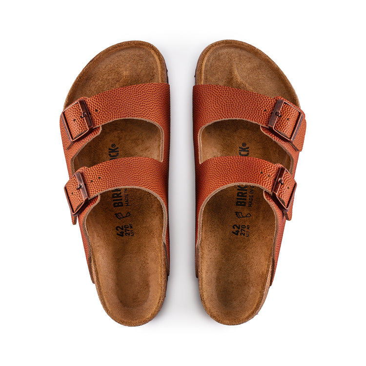 Birkenstock Arizona Ginger Brown Embossed Natural Leather top view