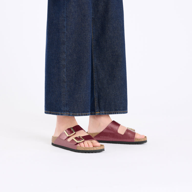 Birkenstock Arizona Graceful Berry Crush Birko Flor on model 1
