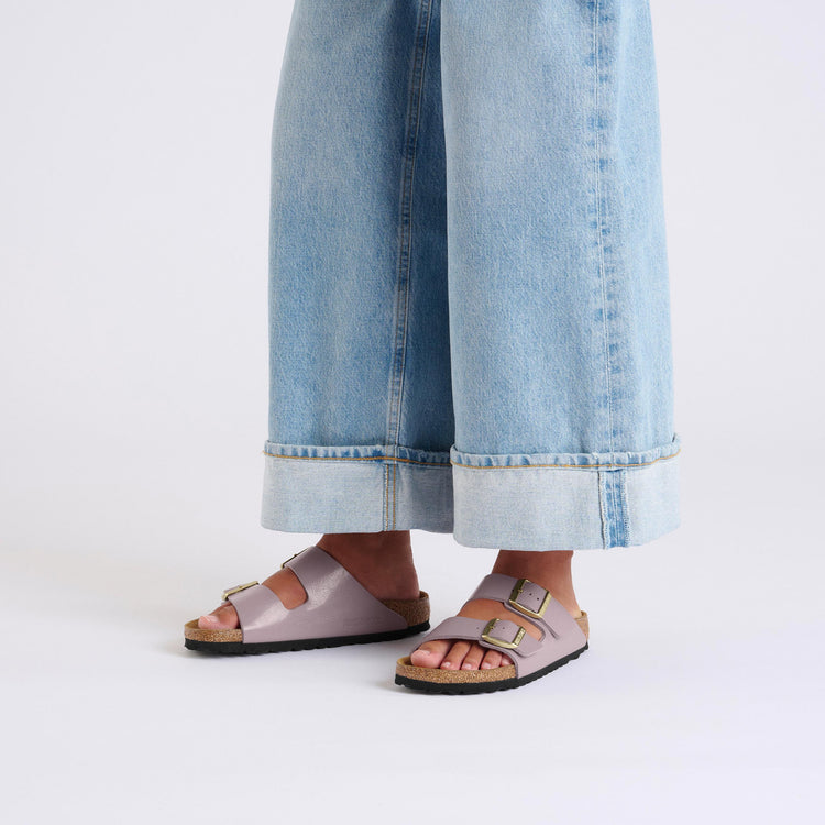 Birkenstock Arizona Graceful Faded Purple Birko Flor on model 1