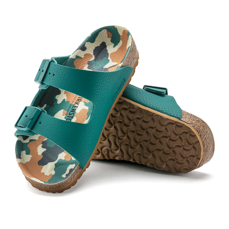 Birkenstock Arizona Kids Camo Dark Teal Birko-Flor sole view