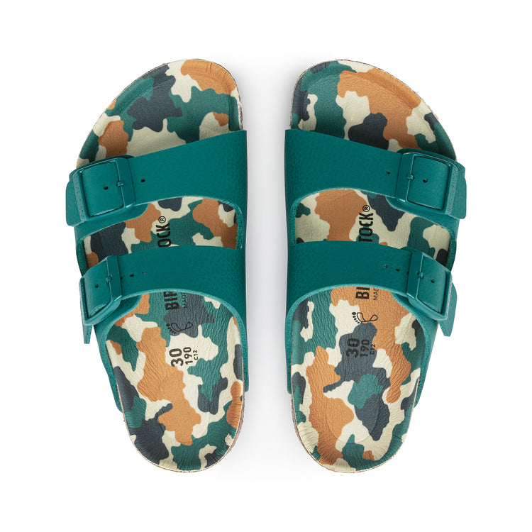 Birkenstock Arizona Kids Camo Dark Teal Birko-Flor top view
