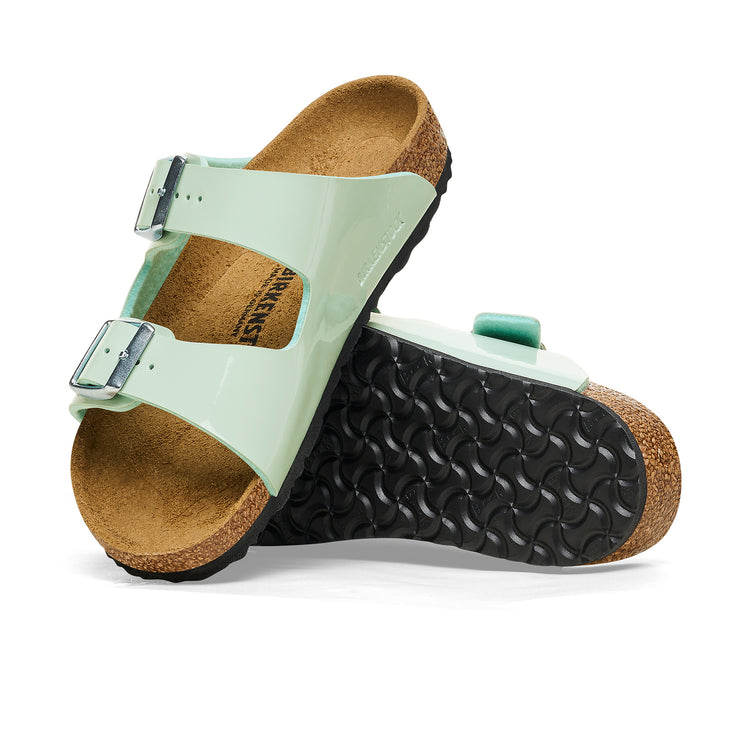 Birkenstock Arizona Kids Patent Surf Green Birko-Flor Patent sole view